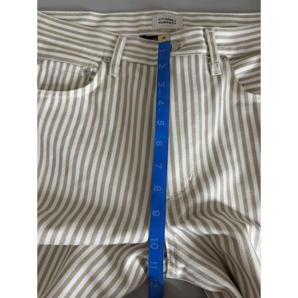 Citizens of Humanity Horseshoe Stripe Barrel Jeans Womens 27 Khaki Wide Leg READ - Picture 14 of 16